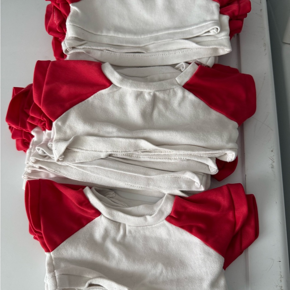 Red and White Raglan T-Shirts